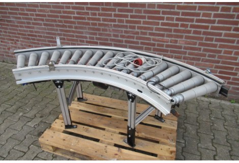 Rollenbaanbocht 90 graden aangedreven, gebruikt 40 cm.